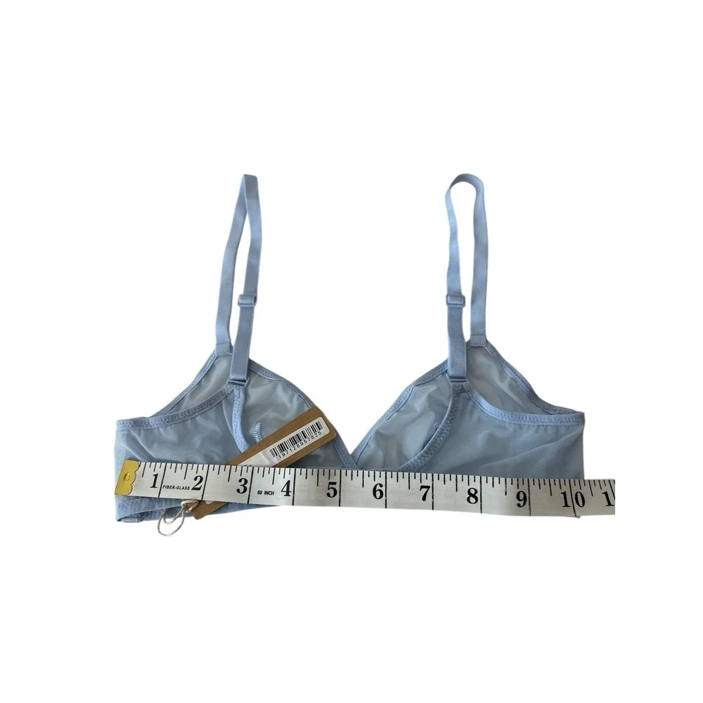 SKIMS Ultra Fine Mesh Triangle Bralette Bra Wireless‎  XXS Blue new - Picture 6 of 6